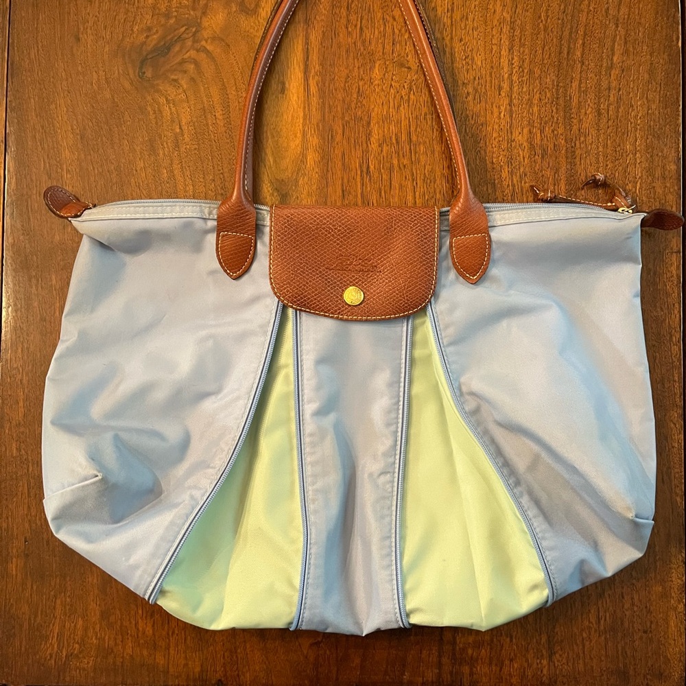 Longchamp Blue and Brown Women's Le Pilage Bag